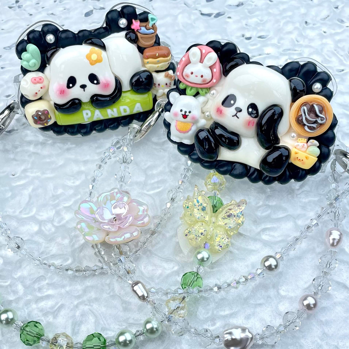 [New Arrival] Kawaii Cutie Cream Gel Phone Clip with Matching Glittering Beads Double Chain Phone Chain-Special Launch Price!-THIS WEEKEND ONLY