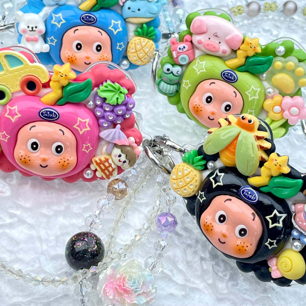 [New Arrival] Kawaii Cutie Cream Gel Phone Clip with Matching Glittering Beads Double Chain Phone Chain-Special Launch Price!-THIS WEEKEND ONLY