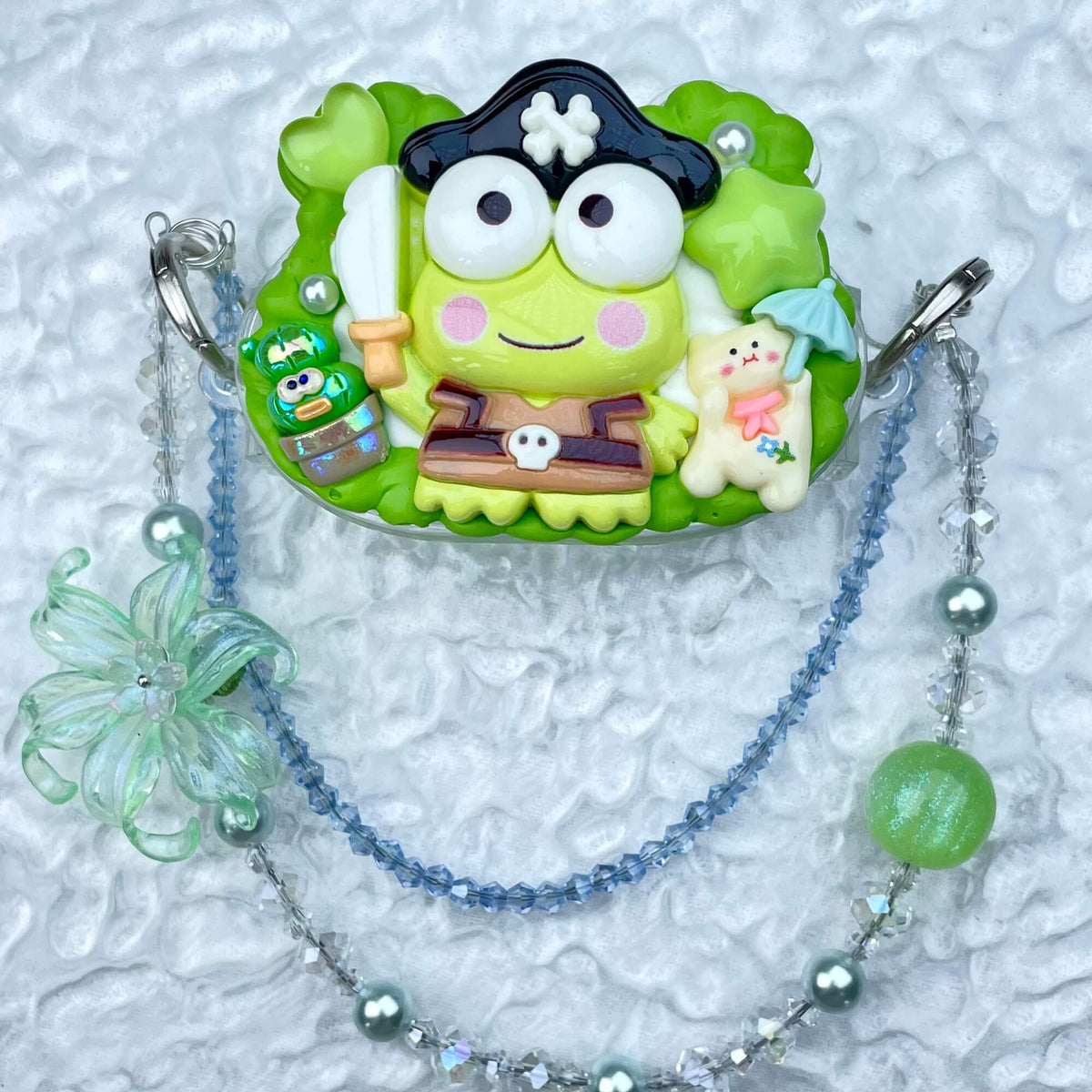 [New Arrival] Kawaii Cutie Cream Gel Phone Clip with Matching Glittering Beads Double Chain Phone Chain-Special Launch Price!-THIS WEEKEND ONLY