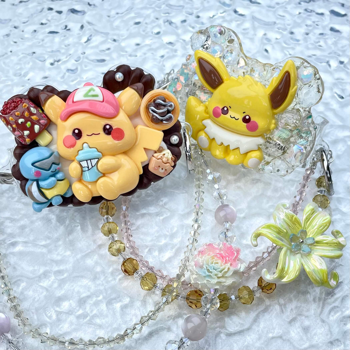 [New Arrival] Kawaii Cutie Cream Gel Phone Clip with Matching Glittering Beads Double Chain Phone Chain-Special Launch Price!-THIS WEEKEND ONLY