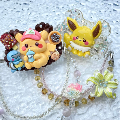 [New Arrival] Kawaii Cutie Cream Gel Phone Clip with Matching Glittering Beads Double Chain Phone Chain-Special Launch Price!-THIS WEEKEND ONLY