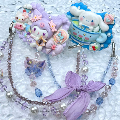 [New Arrival] Kawaii Cutie Cream Gel Phone Clip with Matching Glittering Beads Double Chain Phone Chain-Special Launch Price!-THIS WEEKEND ONLY
