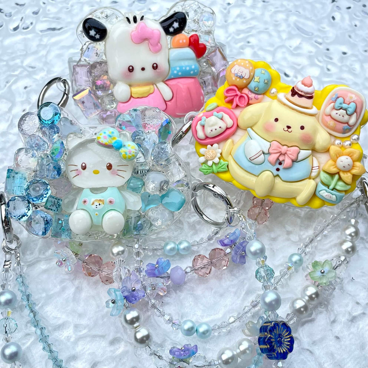 [New Arrival] Kawaii Cutie Cream Gel Phone Clip with Matching Glittering Beads Double Chain Phone Chain-Special Launch Price!-THIS WEEKEND ONLY