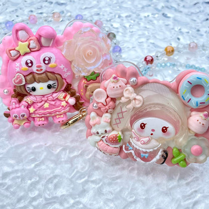 [New Arrival] Kawaii Cutie Cream Gel Phone Clip with Matching Glittering Beads Double Chain Phone Chain-Special Launch Price!-THIS WEEKEND ONLY