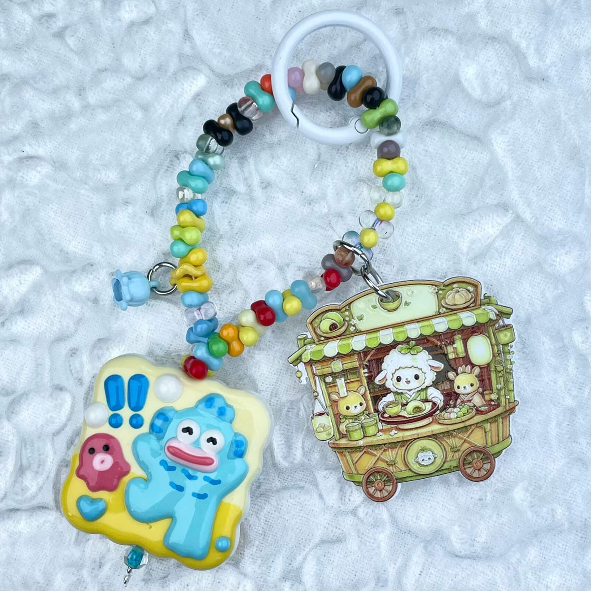 [Mooncake Festival Special] Special Edition Simple and Cute Mini Beads Handpainted Decor Acrylic Pad Phone Decor Keychain-Festival Special Price!-THIS WEEKEND ONLY