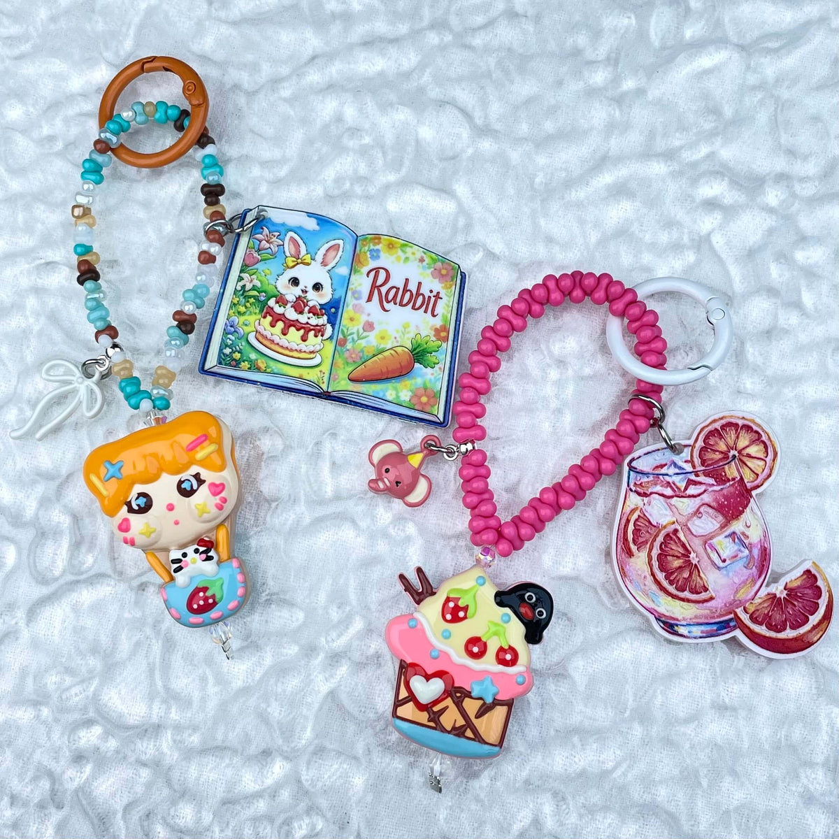 [Mooncake Festival Special] Special Edition Simple and Cute Mini Beads Handpainted Decor Acrylic Pad Phone Decor Keychain-Festival Special Price!-THIS WEEKEND ONLY
