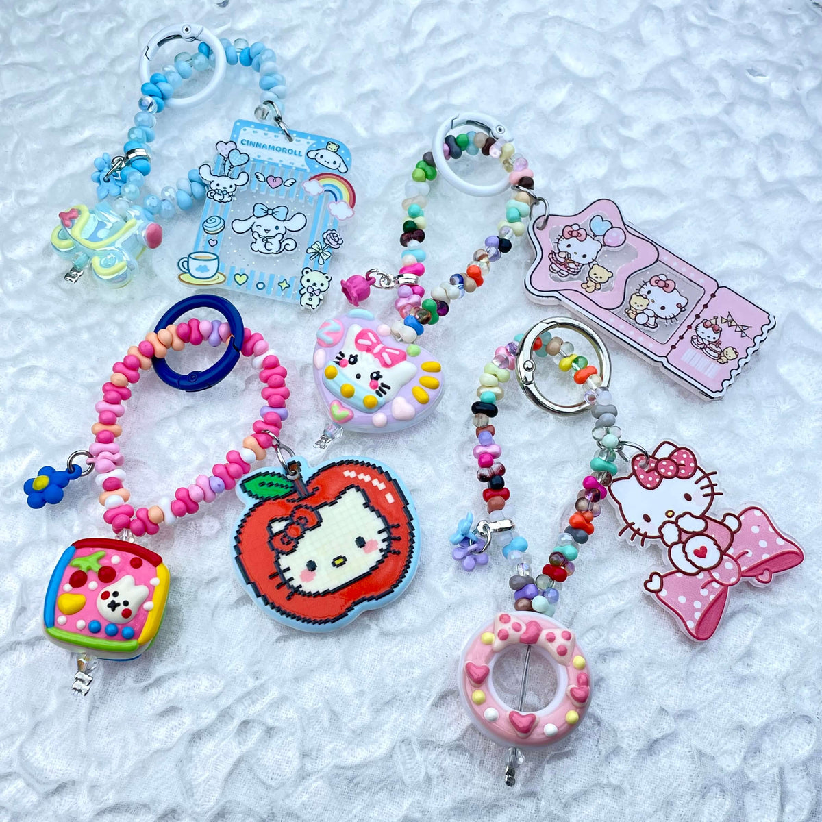 [Mooncake Festival Special] Special Edition Simple and Cute Mini Beads Handpainted Decor Acrylic Pad Phone Decor Keychain-Festival Special Price!-THIS WEEKEND ONLY
