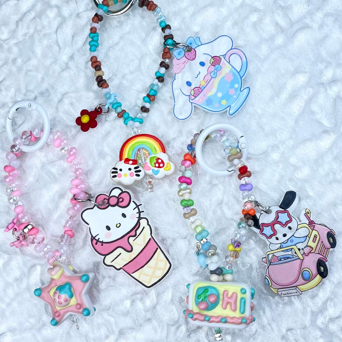 [Mooncake Festival Special] Special Edition Simple and Cute Mini Beads Handpainted Decor Acrylic Pad Phone Decor Keychain-Festival Special Price!-THIS WEEKEND ONLY