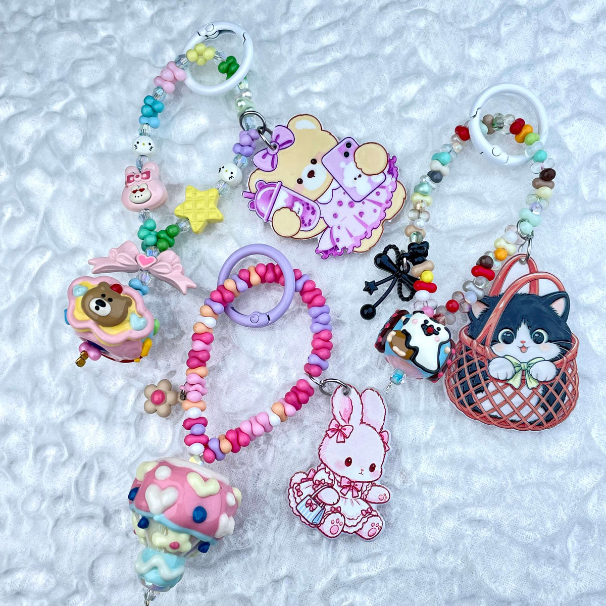 [Mooncake Festival Special] Special Edition Simple and Cute Mini Beads Handpainted Decor Acrylic Pad Phone Decor Keychain-Festival Special Price!-THIS WEEKEND ONLY