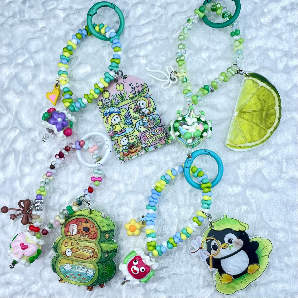 [Mooncake Festival Special] Special Edition Simple and Cute Mini Beads Handpainted Decor Acrylic Pad Phone Decor Keychain-Festival Special Price!-THIS WEEKEND ONLY
