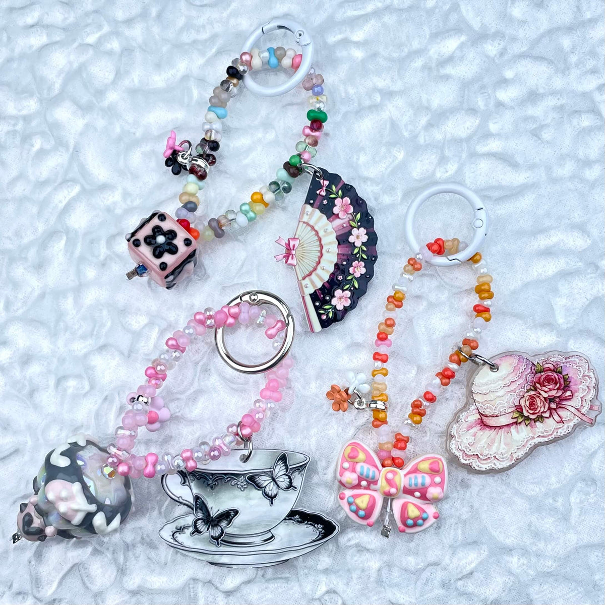 [Mooncake Festival Special] Special Edition Simple and Cute Mini Beads Handpainted Decor Acrylic Pad Phone Decor Keychain-Festival Special Price!-THIS WEEKEND ONLY