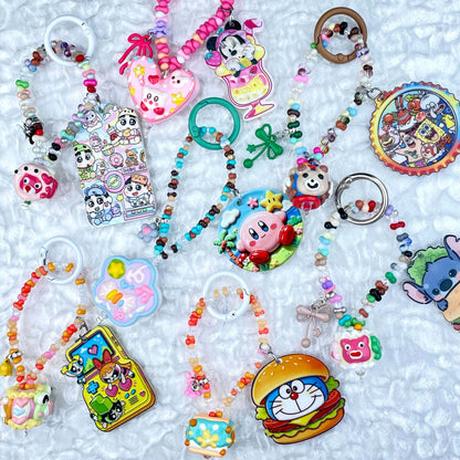 [Mooncake Festival Special] Special Edition Simple and Cute Mini Beads Handpainted Decor Acrylic Pad Phone Decor Keychain-Festival Special Price!-THIS WEEKEND ONLY