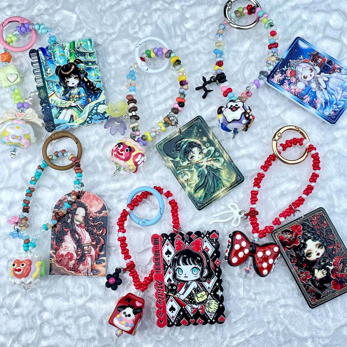 [Mooncake Festival Special] Special Edition Simple and Cute Mini Beads Handpainted Decor Acrylic Pad Phone Decor Keychain-Festival Special Price!-THIS WEEKEND ONLY