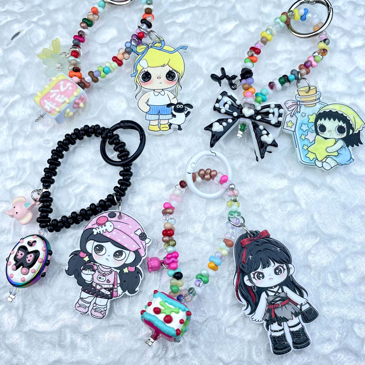 [Mooncake Festival Special] Special Edition Simple and Cute Mini Beads Handpainted Decor Acrylic Pad Phone Decor Keychain-Festival Special Price!-THIS WEEKEND ONLY