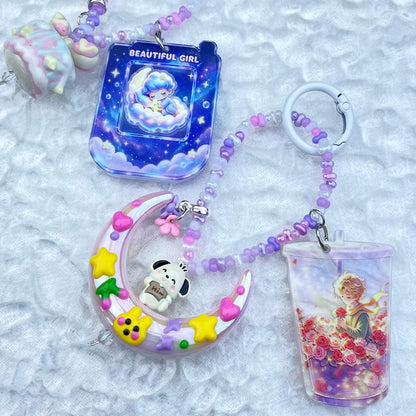 [Mooncake Festival Special] Special Edition Simple and Cute Mini Beads Handpainted Decor Acrylic Pad Phone Decor Keychain-Festival Special Price!-THIS WEEKEND ONLY
