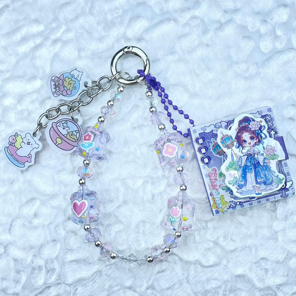 [Festival Gift Set] Kawaii Mini Book/Metal Alloy "2-Pie"/Real Notebook Glittering Beads Phone Chains 3 Pieces Gift Set-Festival Special Price!-THIS WEEKEND ONLY