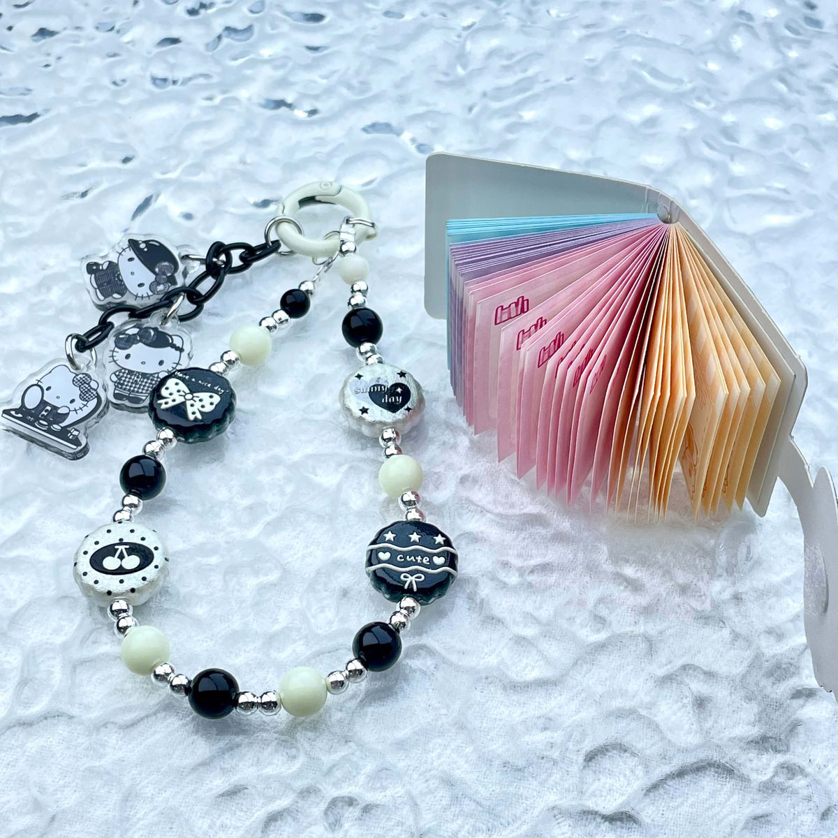 [Festival Gift Set] Kawaii Mini Book/Metal Alloy "2-Pie"/Real Notebook Glittering Beads Phone Chains 3 Pieces Gift Set-Festival Special Price!-THIS WEEKEND ONLY