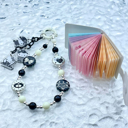 [Festival Gift Set] Kawaii Mini Book/Metal Alloy "2-Pie"/Real Notebook Glittering Beads Phone Chains 3 Pieces Gift Set-Festival Special Price!-THIS WEEKEND ONLY