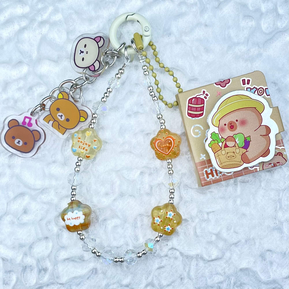 [Festival Gift Set] Kawaii Mini Book/Metal Alloy "2-Pie"/Real Notebook Glittering Beads Phone Chains 3 Pieces Gift Set-Festival Special Price!-THIS WEEKEND ONLY