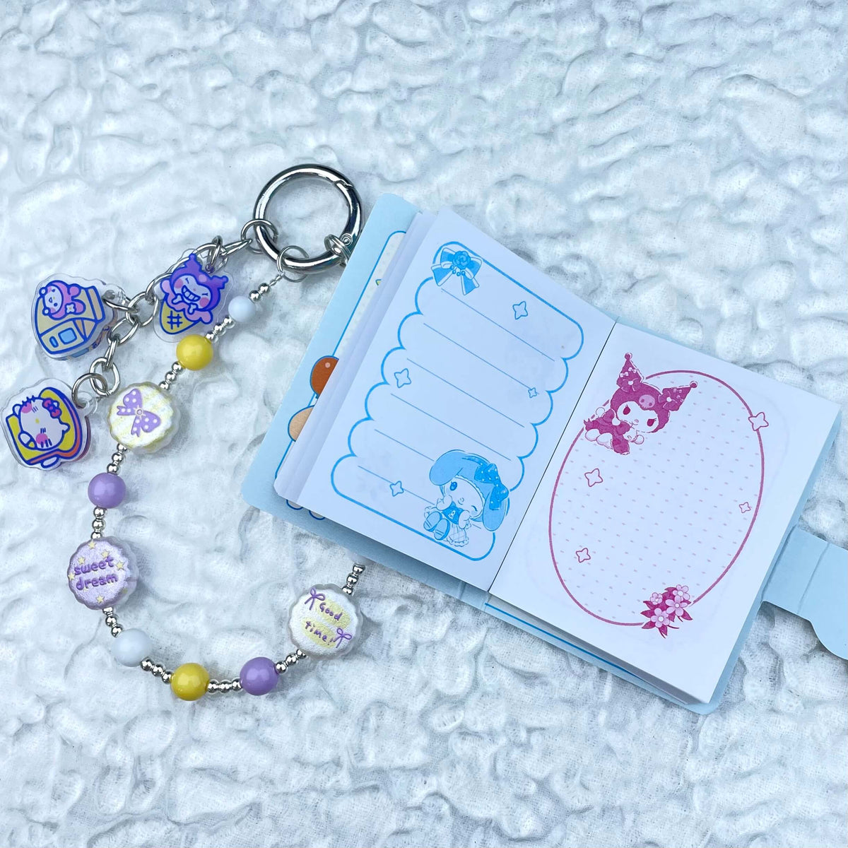 [Festival Gift Set] Kawaii Mini Book/Metal Alloy "2-Pie"/Real Notebook Glittering Beads Phone Chains 3 Pieces Gift Set-Festival Special Price!-THIS WEEKEND ONLY