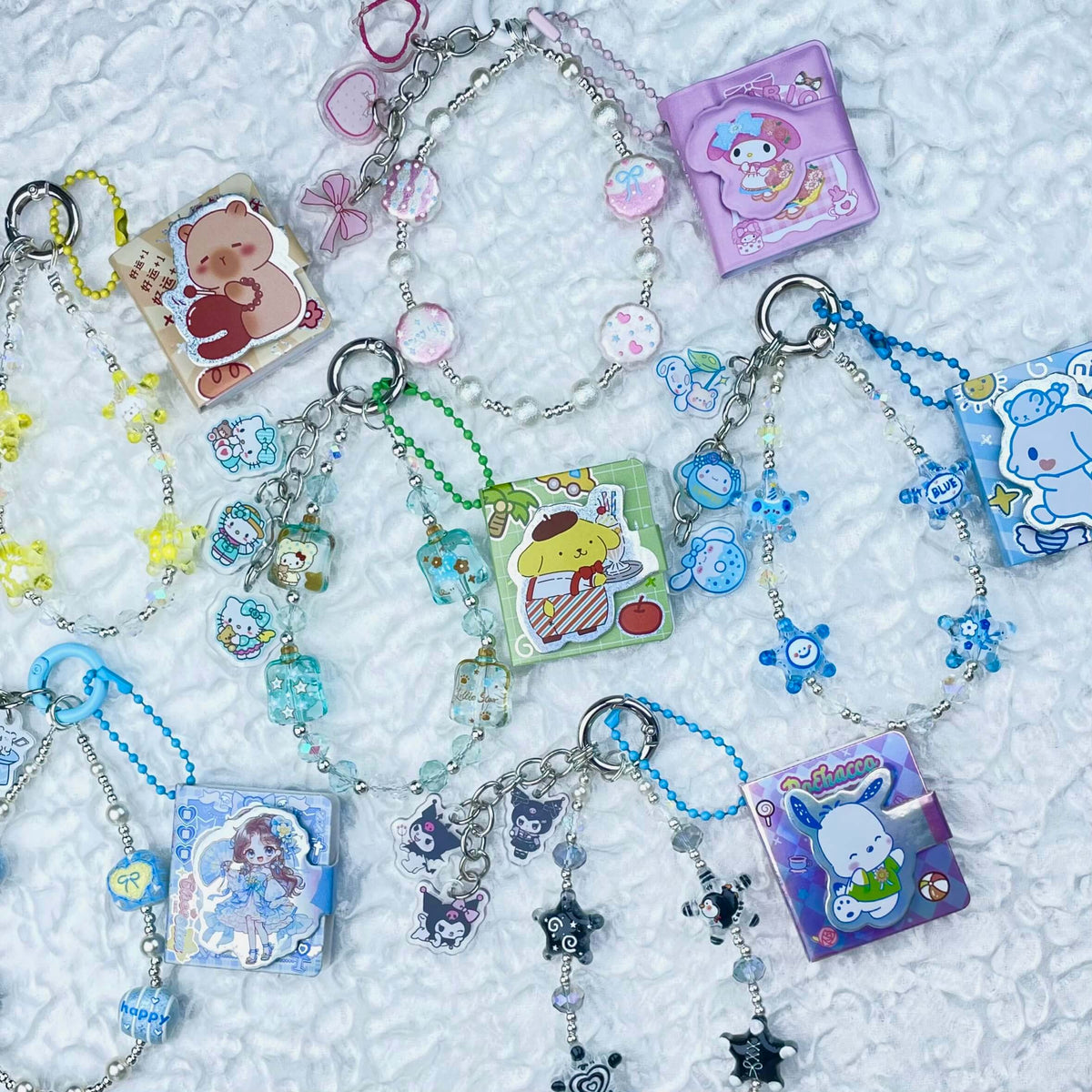[Festival Gift Set] Kawaii Mini Book/Metal Alloy "2-Pie"/Real Notebook Glittering Beads Phone Chains 3 Pieces Gift Set-Festival Special Price!-THIS WEEKEND ONLY