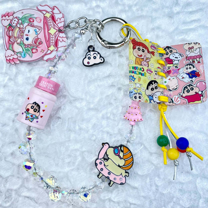 [Festival Gift Set] Kawaii Mini Book/Metal Alloy "2-Pie"/Real Notebook Glittering Beads Phone Chains 3 Pieces Gift Set-Festival Special Price!-THIS WEEKEND ONLY