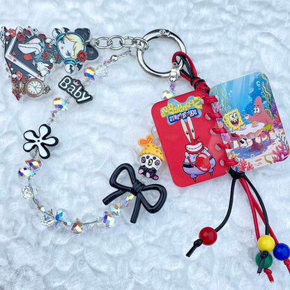 [Festival Gift Set] Kawaii Mini Book/Metal Alloy "2-Pie"/Real Notebook Glittering Beads Phone Chains 3 Pieces Gift Set-Festival Special Price!-THIS WEEKEND ONLY