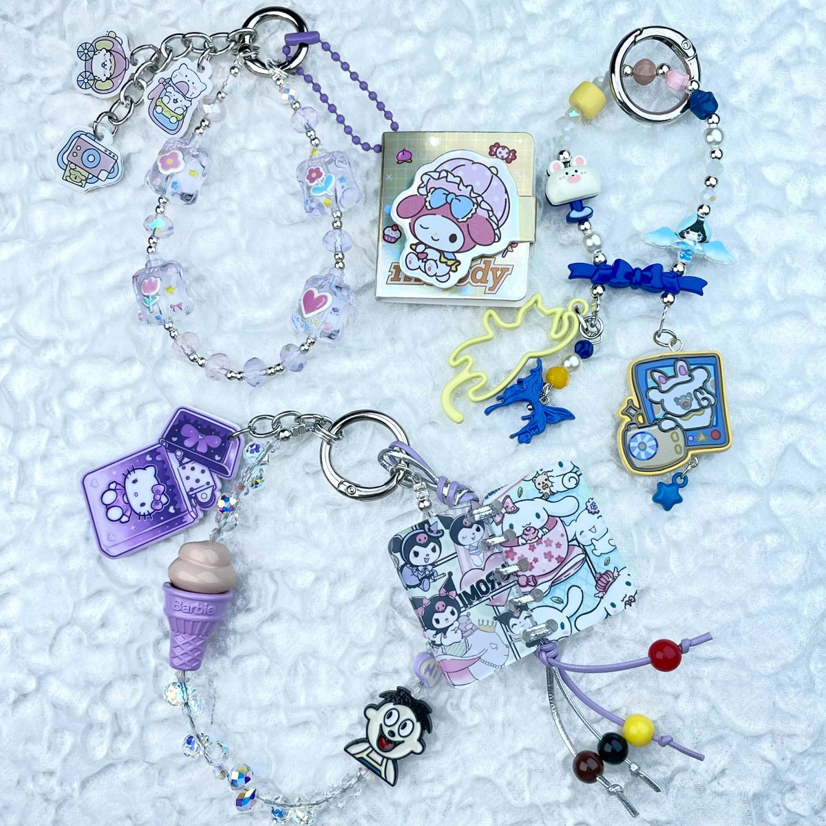 [Festival Gift Set] Kawaii Mini Book/Metal Alloy "2-Pie"/Real Notebook Glittering Beads Phone Chains 3 Pieces Gift Set-Festival Special Price!-THIS WEEKEND ONLY