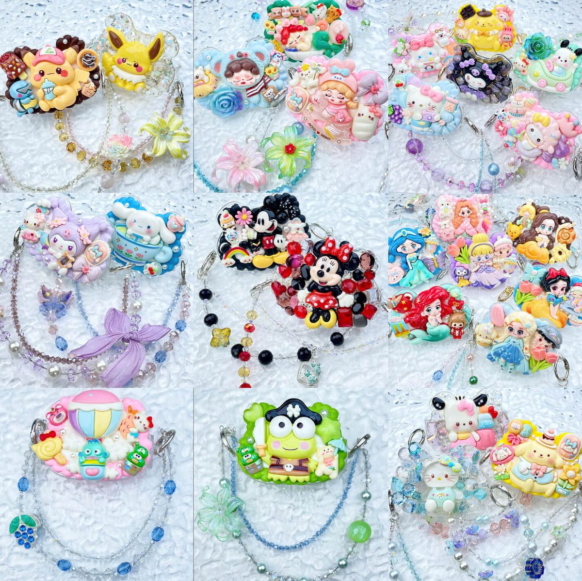 [New Arrival] Kawaii Cutie Cream Gel Phone Clip with Matching Glittering Beads Double Chain Phone Chain-Special Launch Price!-THIS WEEKEND ONLY