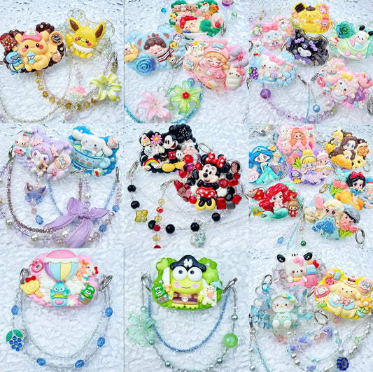 [New Arrival] Kawaii Cutie Cream Gel Phone Clip with Matching Glittering Beads Double Chain Phone Chain-Special Launch Price!-THIS WEEKEND ONLY