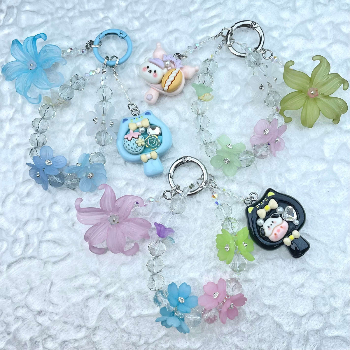 [New Arrival] Premium Handmade Flower Blossom Glittering Beads with Cream Gel Decor Phone Decor Keychains-Special Launch Price!-THIS WEEKEND ONLY