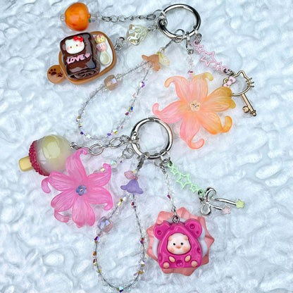 [New Arrival] Premium Handmade Flower Blossom Glittering Beads with Cream Gel Decor Phone Decor Keychains-Special Launch Price!-THIS WEEKEND ONLY