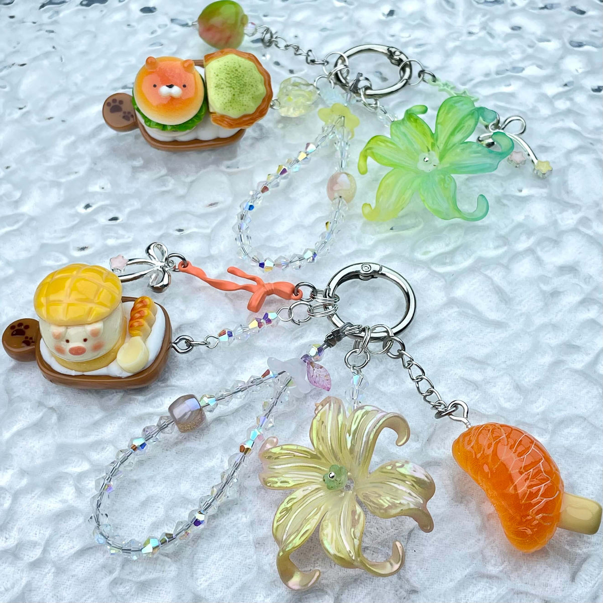 [New Arrival] Premium Handmade Flower Blossom Glittering Beads with Cream Gel Decor Phone Decor Keychains-Special Launch Price!-THIS WEEKEND ONLY