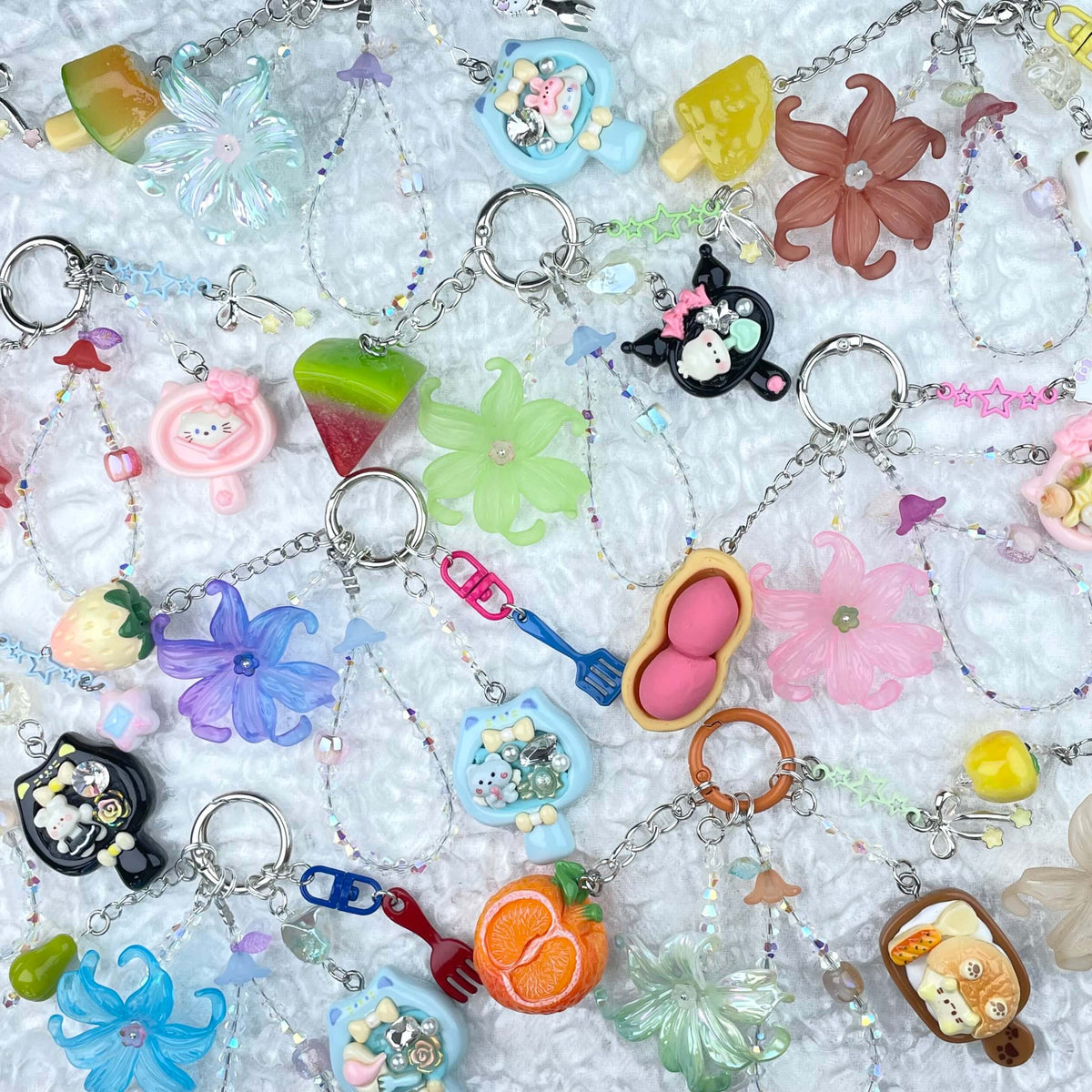 [New Arrival] Premium Handmade Flower Blossom Glittering Beads with Cream Gel Decor Phone Decor Keychains-Special Launch Price!-THIS WEEKEND ONLY