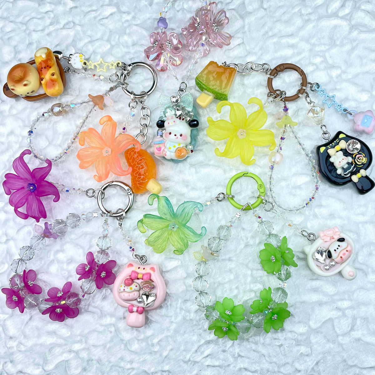 [New Arrival] Premium Handmade Flower Blossom Glittering Beads with Cream Gel Decor Phone Decor Keychains-Special Launch Price!-THIS WEEKEND ONLY