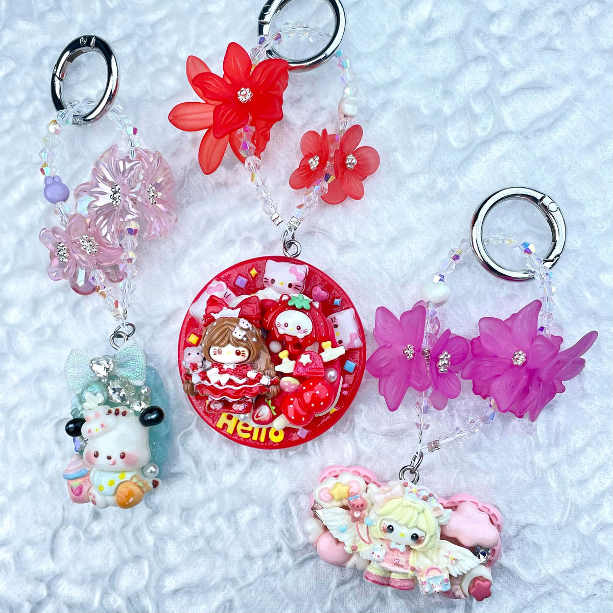 [New Arrival] Premium Handmade Flower Blossom Glittering Beads with Cream Gel Decor Phone Decor Keychains-Special Launch Price!-THIS WEEKEND ONLY