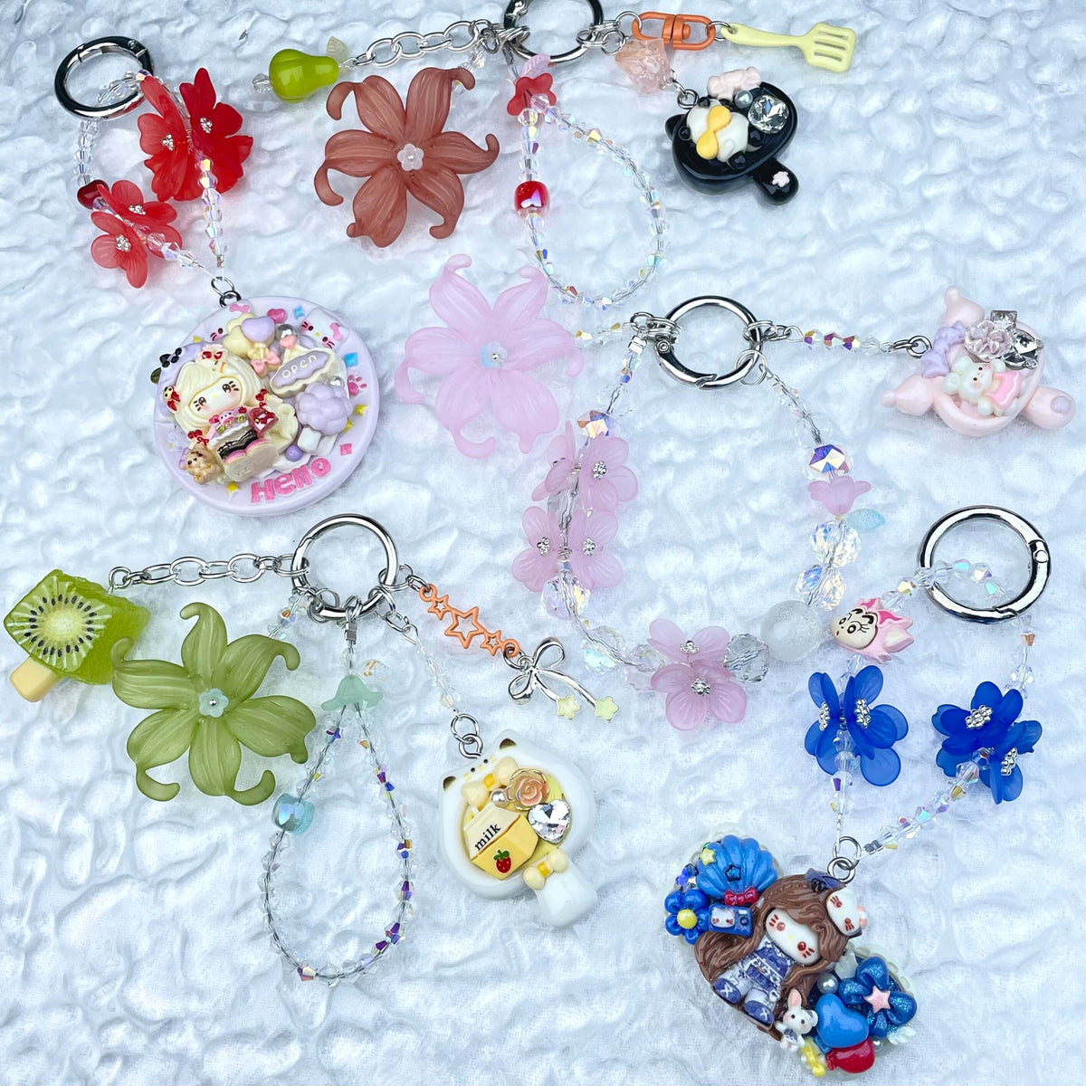 [New Arrival] Premium Handmade Flower Blossom Glittering Beads with Cream Gel Decor Phone Decor Keychains-Special Launch Price!-THIS WEEKEND ONLY