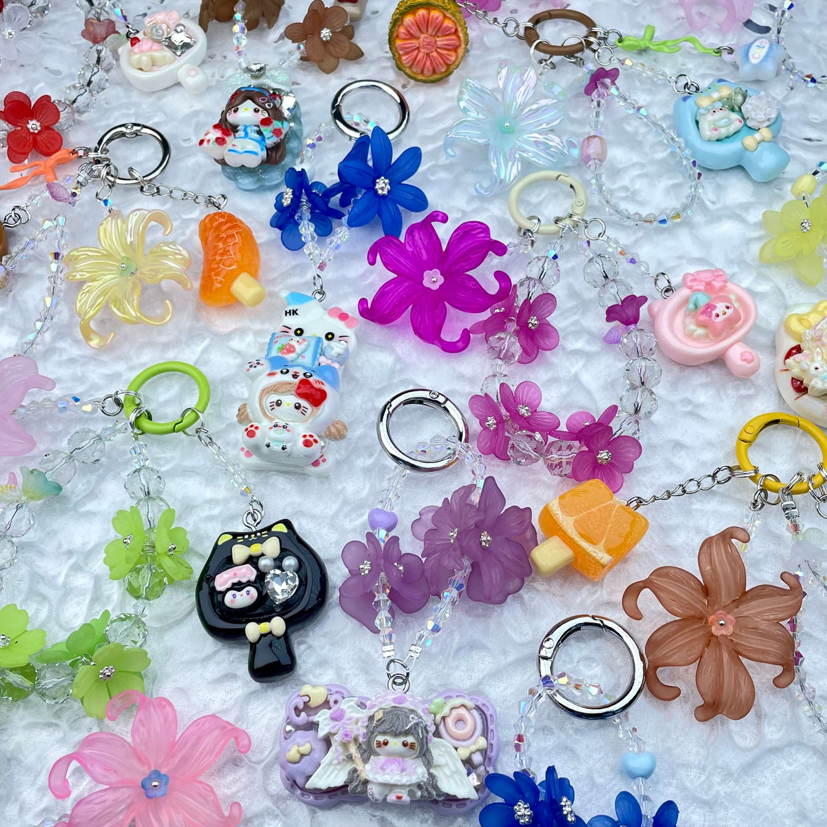 [New Arrival] Premium Handmade Flower Blossom Glittering Beads with Cream Gel Decor Phone Decor Keychains-Special Launch Price!-THIS WEEKEND ONLY