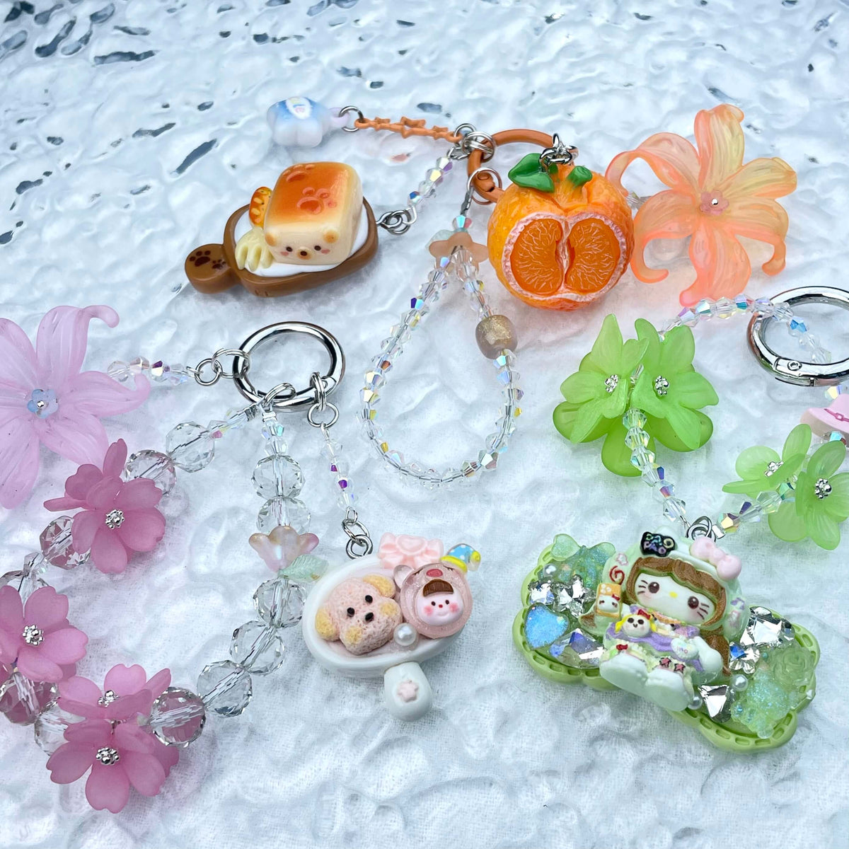 [New Arrival] Premium Handmade Flower Blossom Glittering Beads with Cream Gel Decor Phone Decor Keychains-Special Launch Price!-THIS WEEKEND ONLY