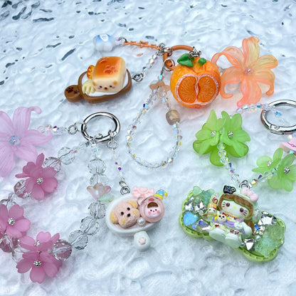 [New Arrival] Premium Handmade Flower Blossom Glittering Beads with Cream Gel Decor Phone Decor Keychains-Special Launch Price!-THIS WEEKEND ONLY
