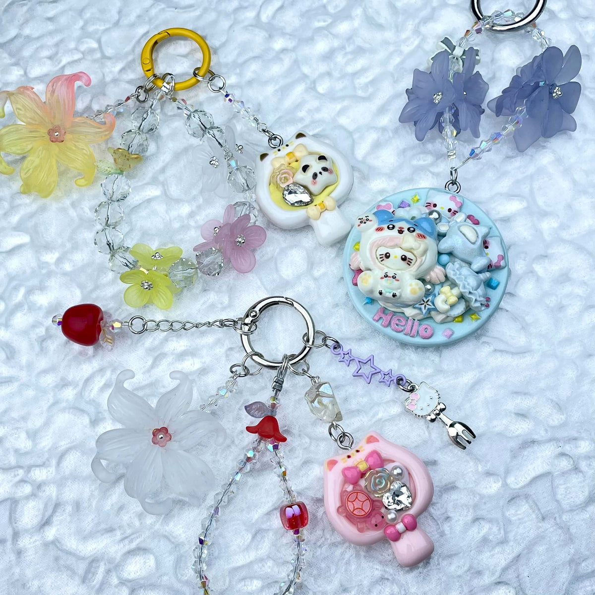 [New Arrival] Premium Handmade Flower Blossom Glittering Beads with Cream Gel Decor Phone Decor Keychains-Special Launch Price!-THIS WEEKEND ONLY