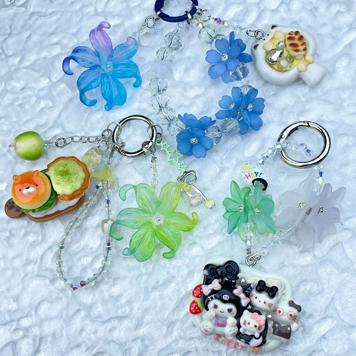 [New Arrival] Premium Handmade Flower Blossom Glittering Beads with Cream Gel Decor Phone Decor Keychains-Special Launch Price!-THIS WEEKEND ONLY