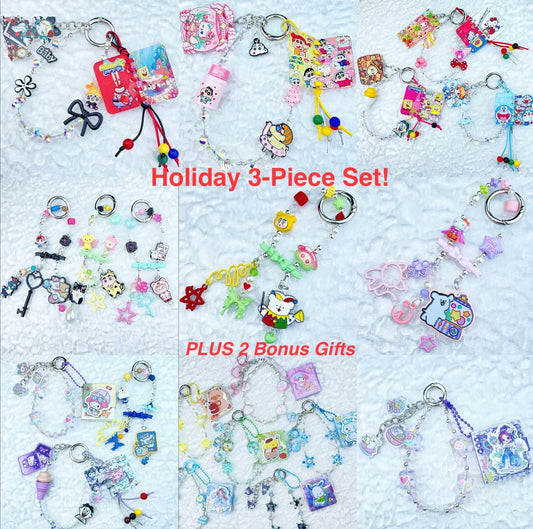[Festival Gift Set] Kawaii Mini Book/Metal Alloy "2-Pie"/Real Notebook Glittering Beads Phone Chains 3 Pieces Gift Set-Festival Special Price!-THIS WEEKEND ONLY
