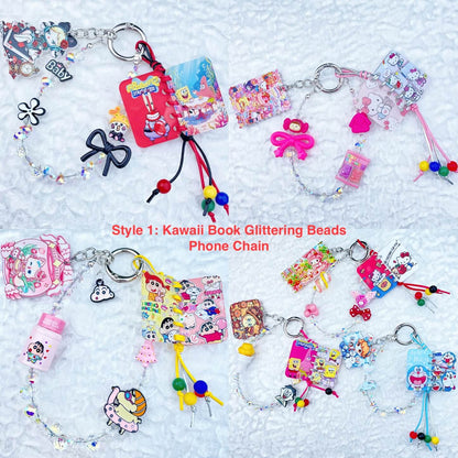 [Festival Gift Set] Kawaii Mini Book/Metal Alloy "2-Pie"/Real Notebook Glittering Beads Phone Chains 3 Pieces Gift Set-Festival Special Price!-THIS WEEKEND ONLY