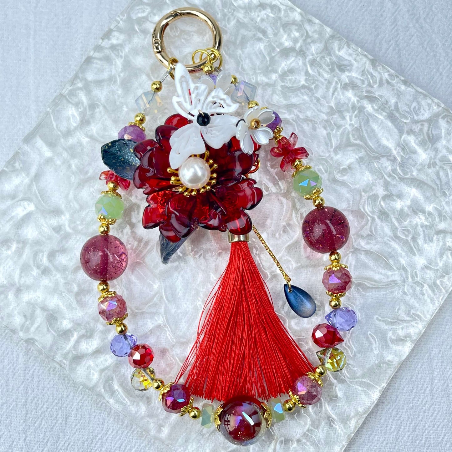 [Holiday Celebration] Premium Handmade Traditional Style Flower Glittering Phone Chain
