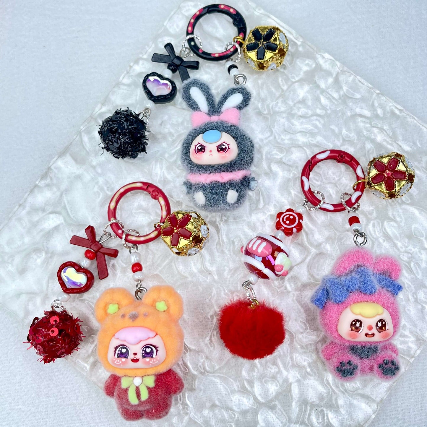 [New Arrival] Premium Handmade Newest Standing/Sitting Cutie Keychain- with New Fluffy Style & Special Launch Fruit Play