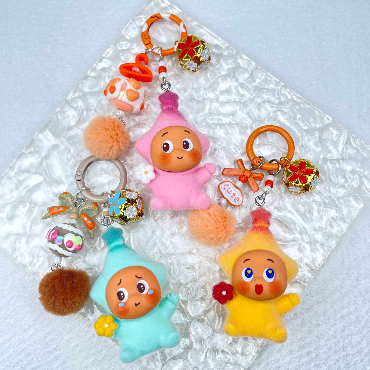 [New Arrival] Premium Handmade Newest Standing/Sitting Cutie Keychain- with New Fluffy Style & Special Launch Fruit Play