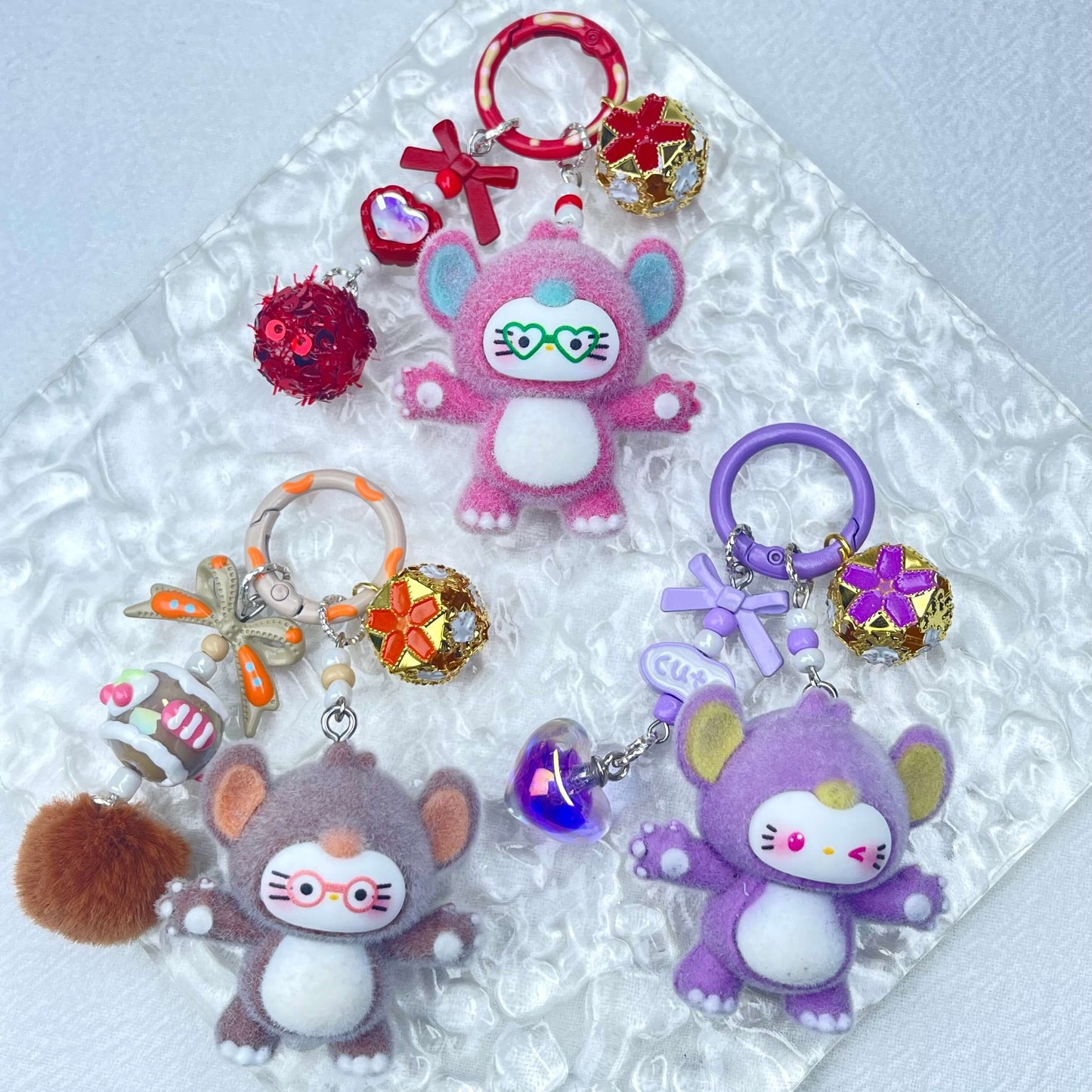 [New Arrival] Premium Handmade Newest Standing/Sitting Cutie Keychain- with New Fluffy Style & Special Launch Fruit Play