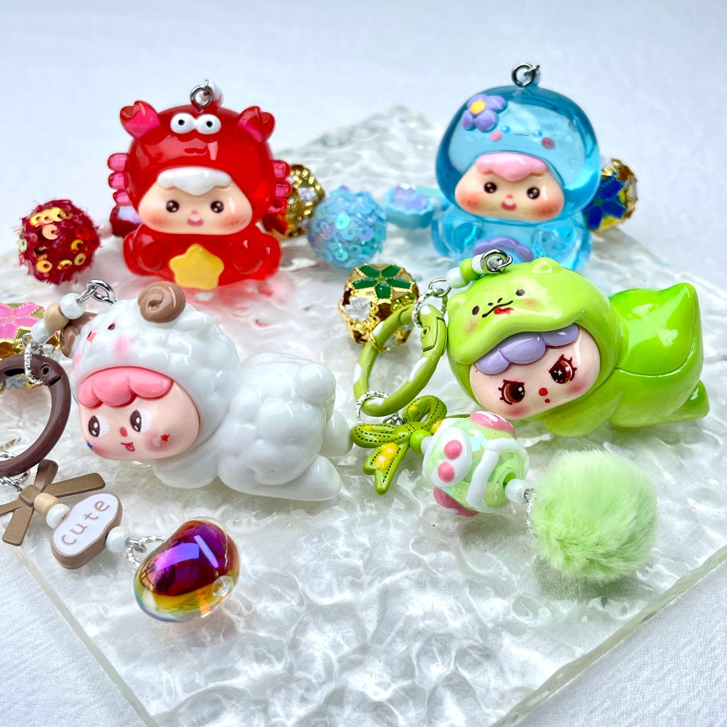 [New Arrival] Premium Handmade Newest Standing/Sitting Cutie Keychain- with New Fluffy Style & Special Launch Fruit Play