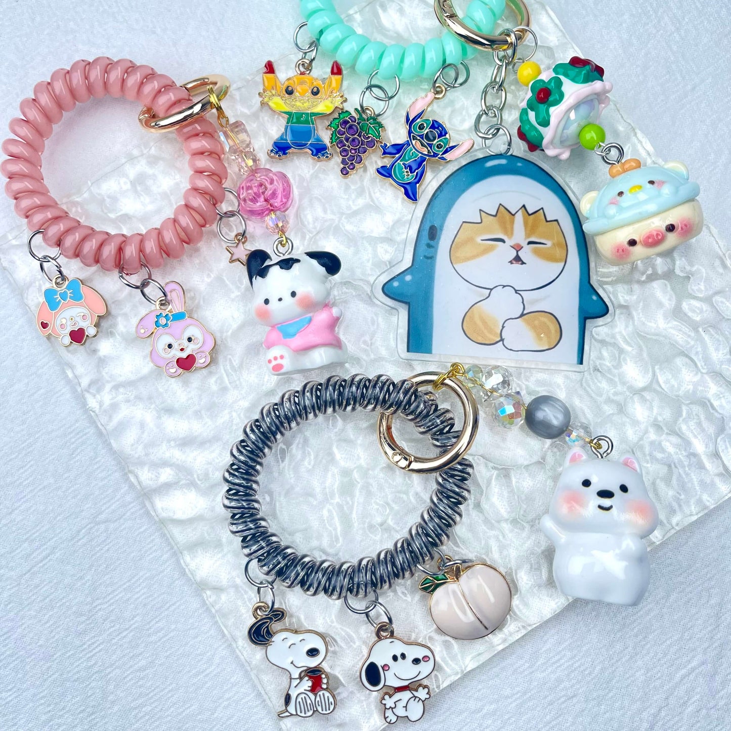 [Holiday Celebration] Premium Kawaii Cutie Glittering Elastic Wire Bag Decor and Phone Chain-Special Launch Price!